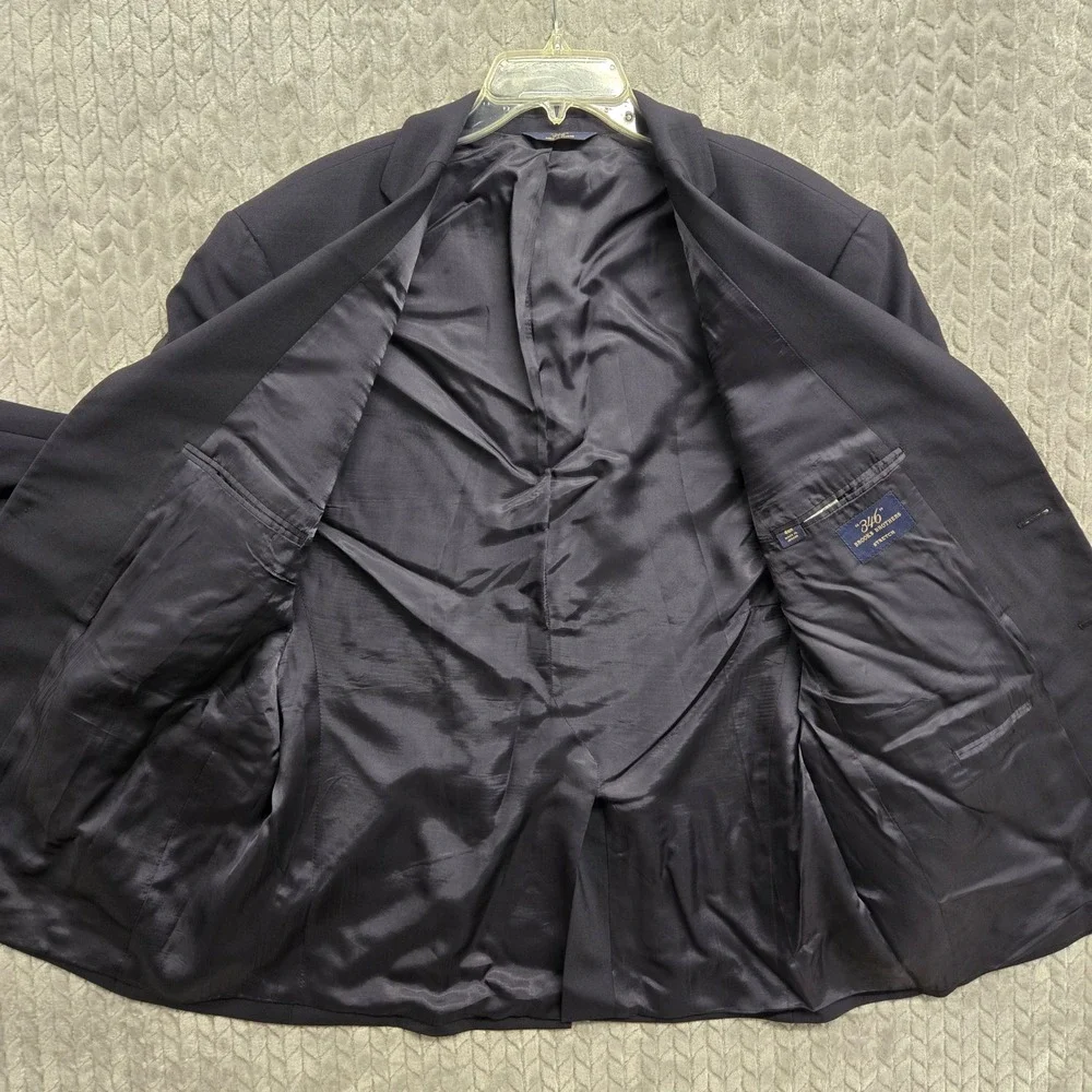 Brooks Brothers 346 Stretch Wool Blazer Jacket Men 46R Modern Business Navy Blue